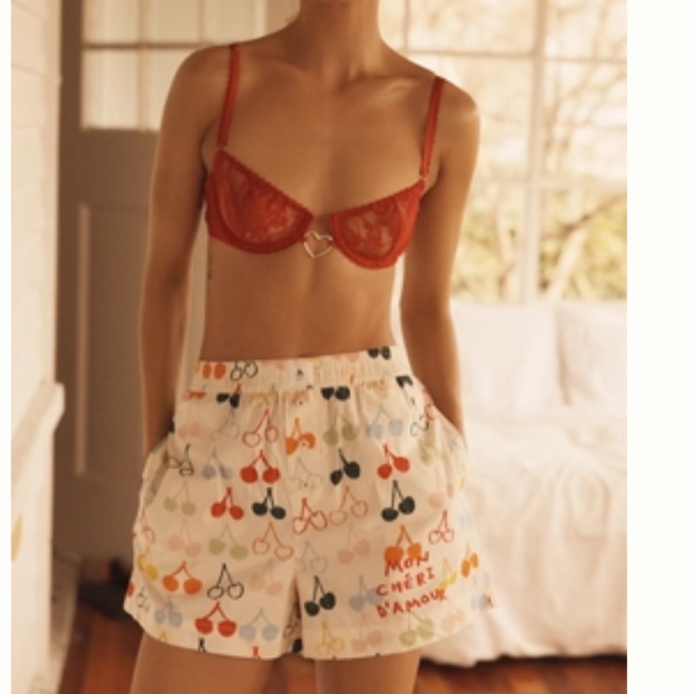 NWT 🍒 Anthropologie Wren Boxers Pajamas Mon Cheri cherries - Picture 2 of 3